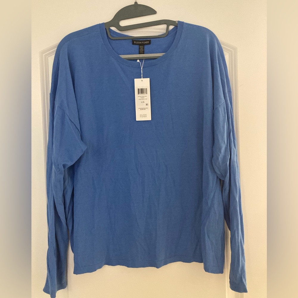 Eileen Fischer New with tags ! Blue Long Sleeve tencel knit top